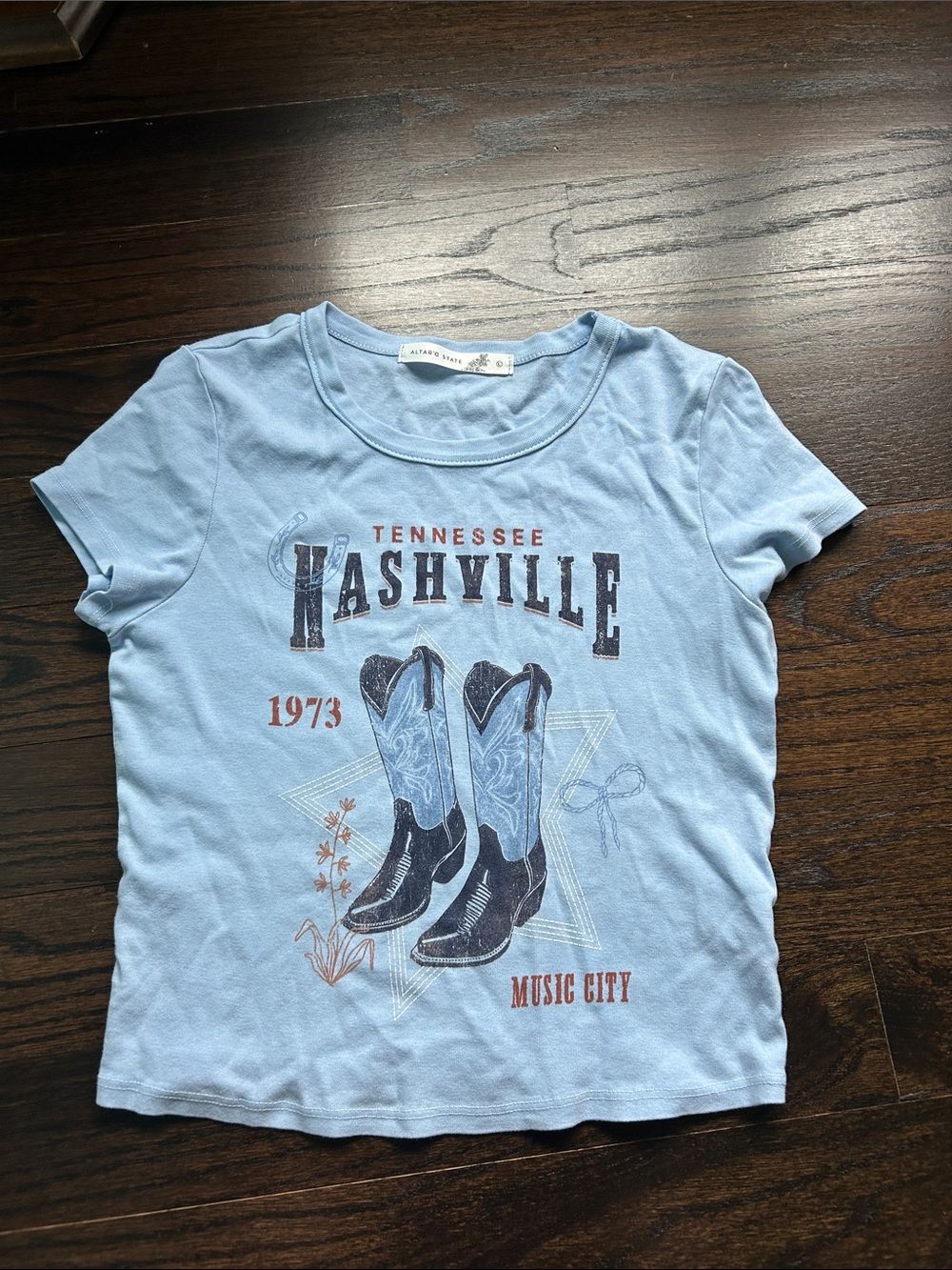 Altar'd State Light Blue Nashville Boot Graphic Tee